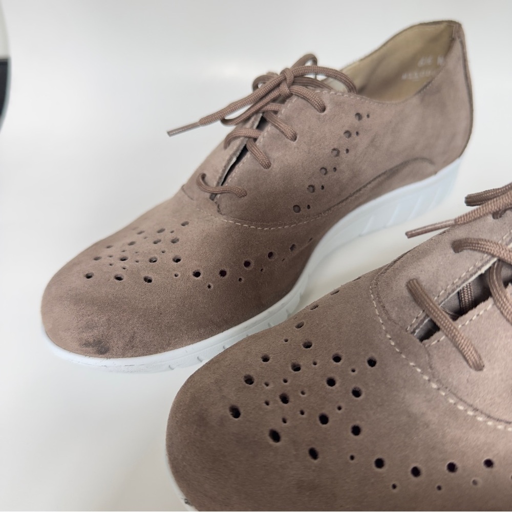 Munro Wellesley Suede Oxford Shoes Taupe Almond | Comfort Lace Up Size 6.5 - Picture 5 of 6